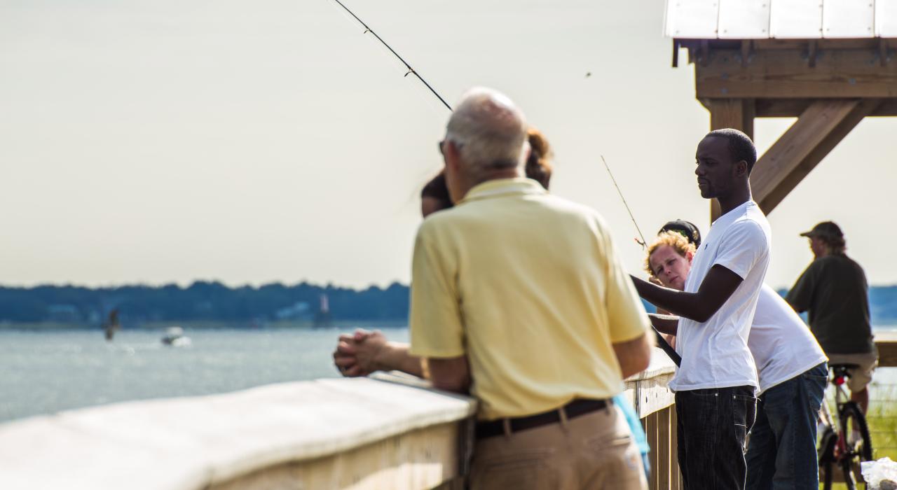 Fishing on the pier in Charleston, South Carolina