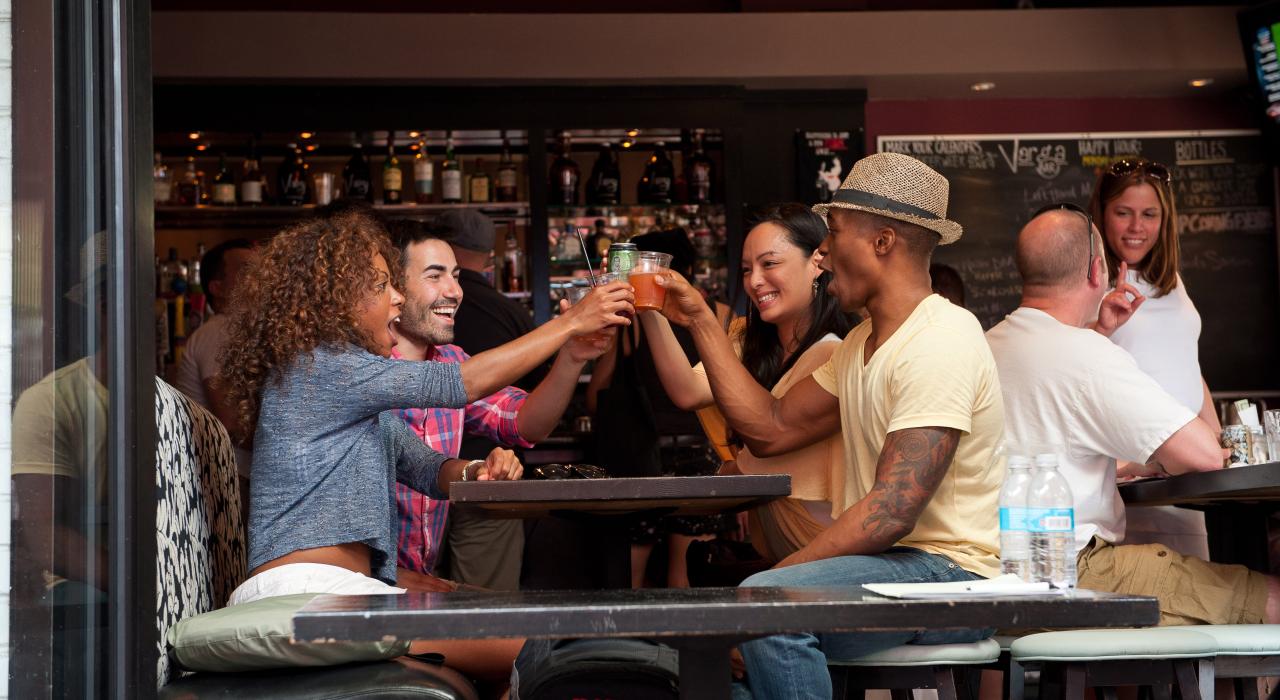 Dining with friends at a quaint restaurant