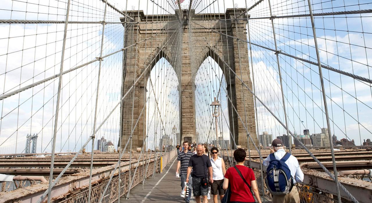 Walking the iconic Brooklyn Bridge 