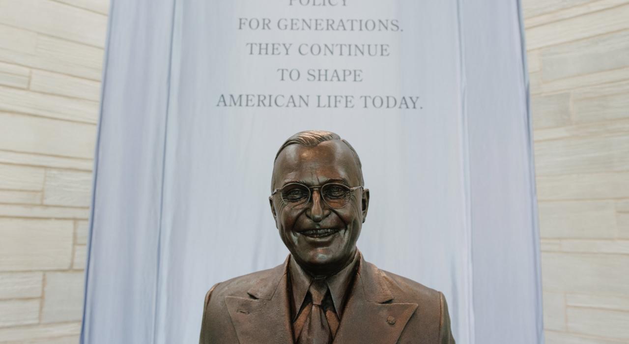 Harry Truman’s bust greets visitors at the Harry S. Truman Library & Museum