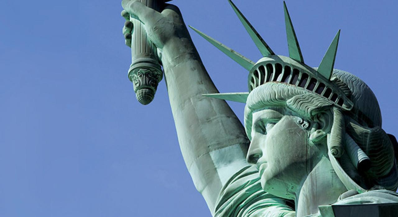 The Statue of Liberty, a welcoming beacon in New York Harbor