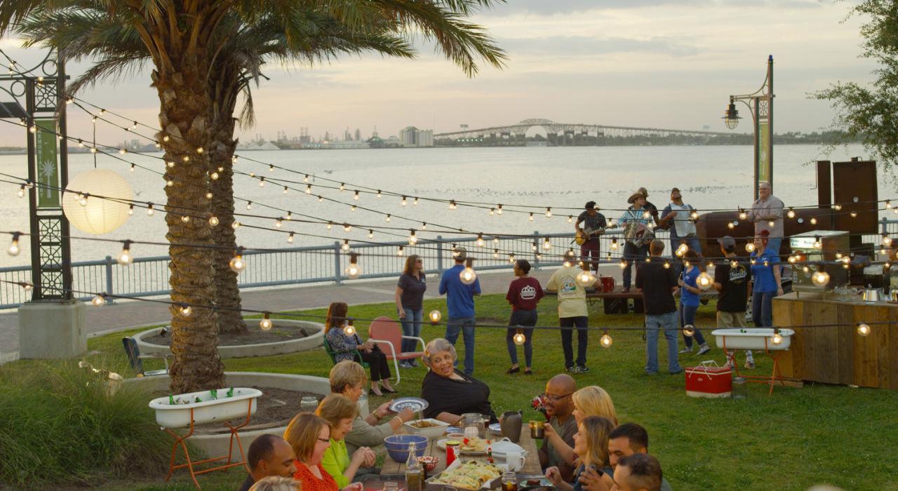 Waterfront Zydeco dinner party in Lake Charles, Louisiana