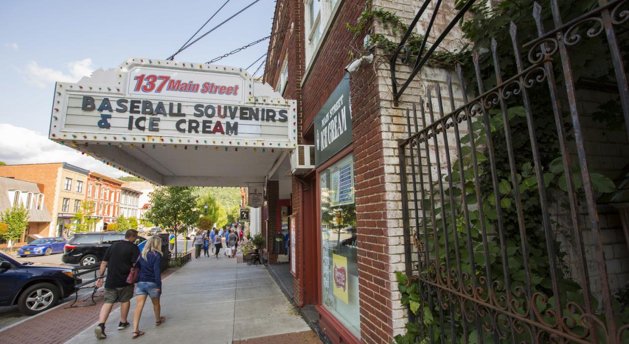 Strolling along Main Street in Cooperstown, New York