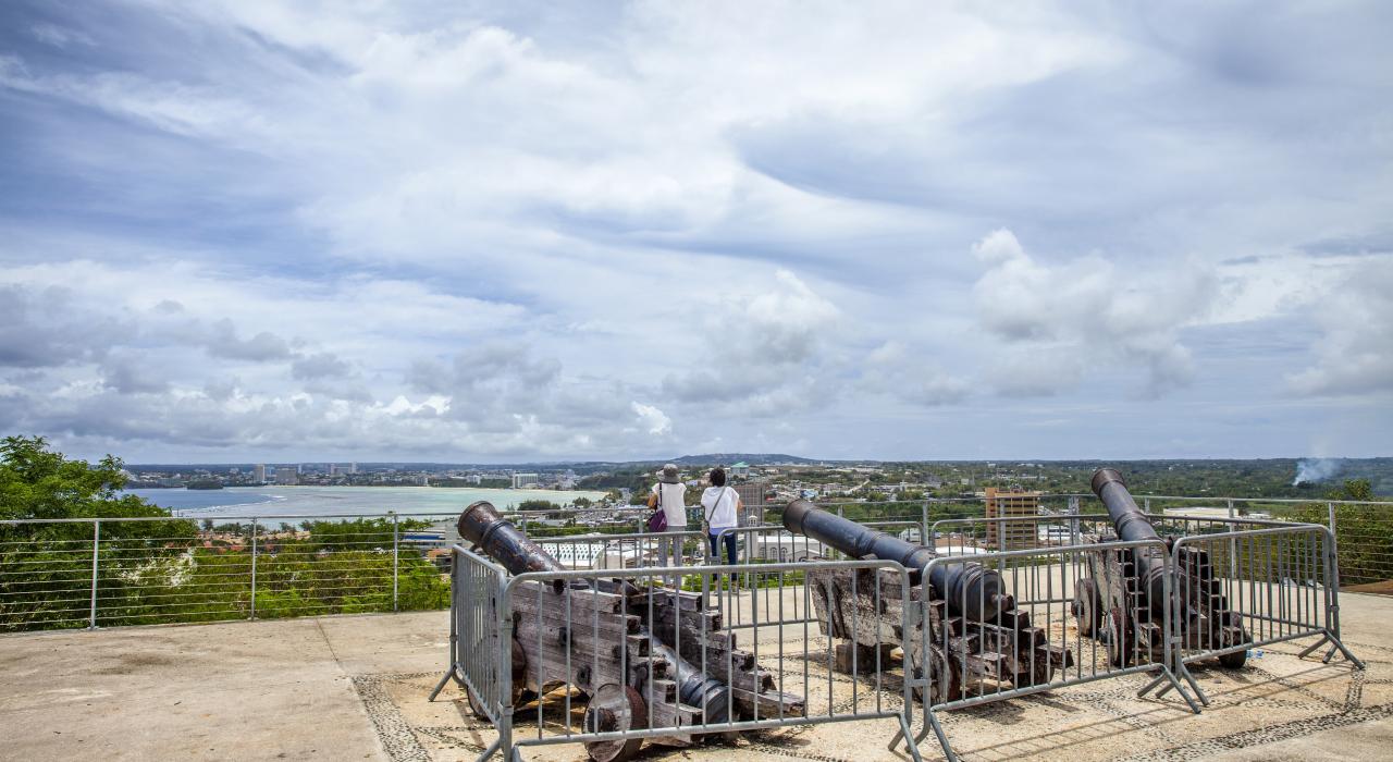 Overlooking the city and bay from Fort Santa Agueda on Apugan Hill