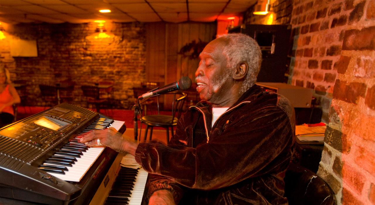 A live music performance at Sous La Terre, a hot spot for jazz and blues shows